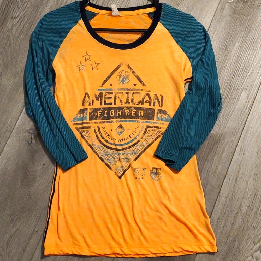 American Fighter 3/4 sleeve shirt. Size S. Orange.